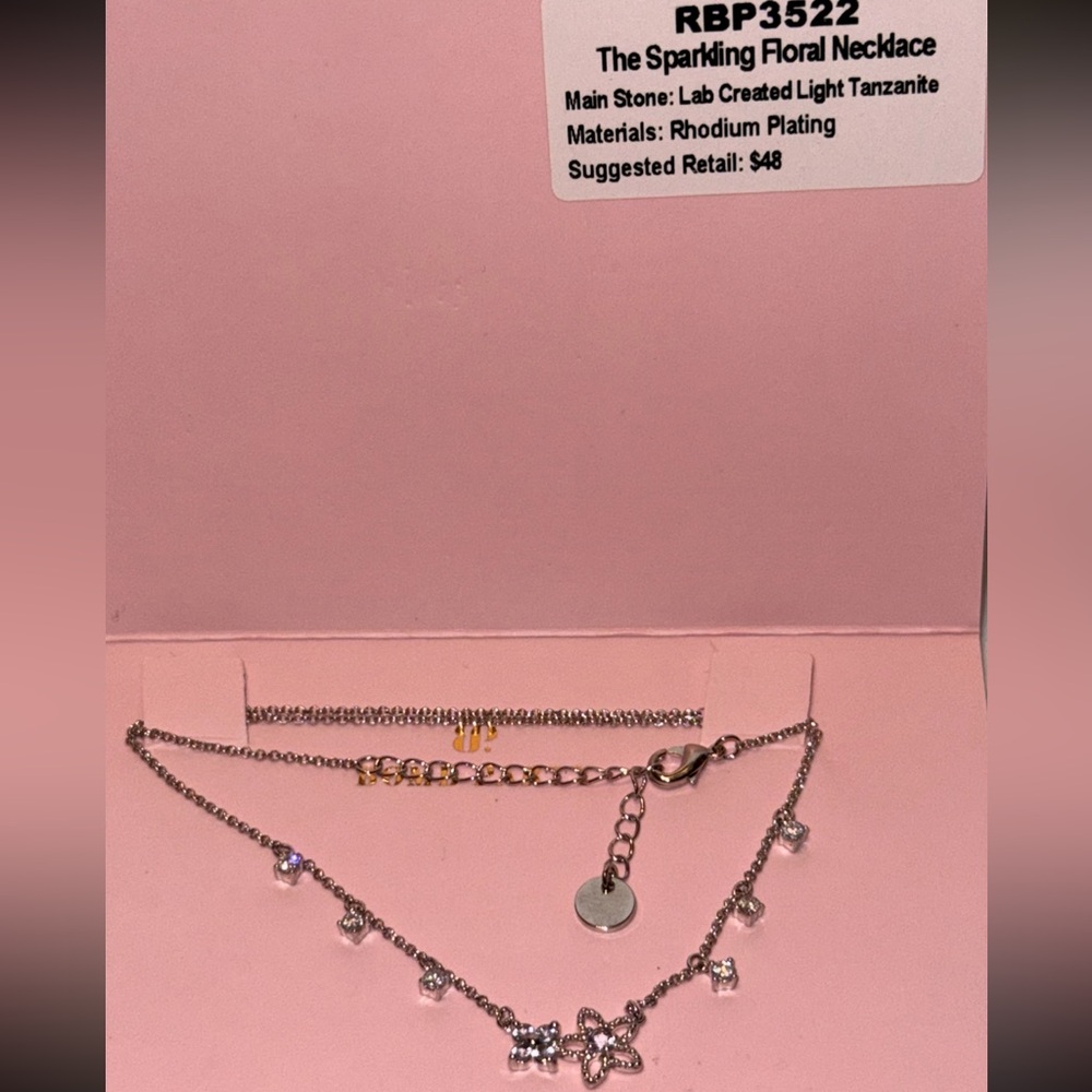 Kids Silver Necklace with Flower Charms - Picture 3 of 3